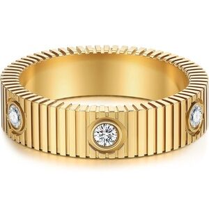 Designer Like Gold Plated Band with CZ Accents- New